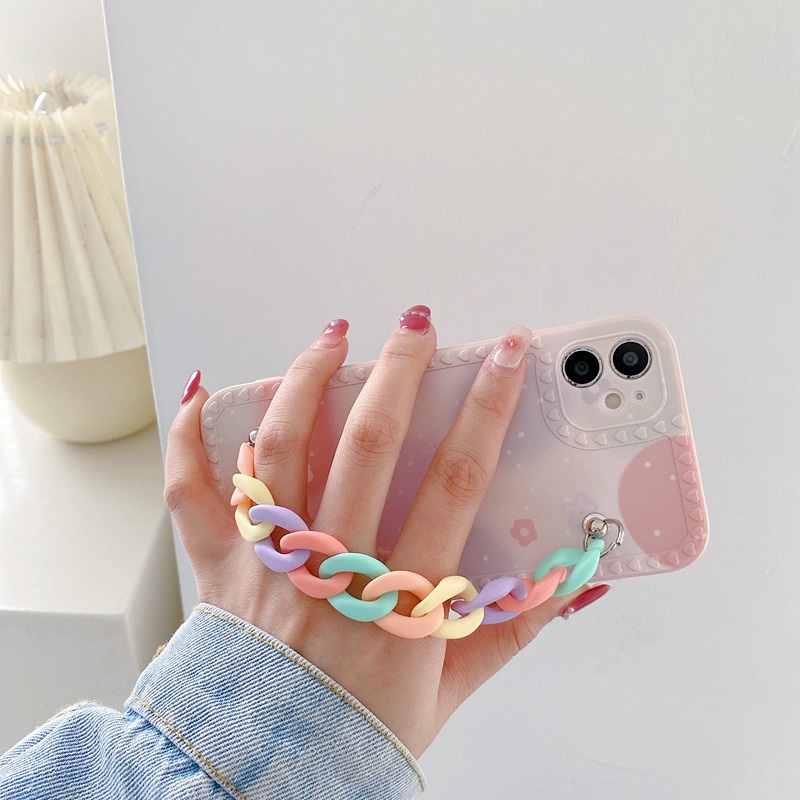 Rainbow Bracelet Nice Purple Flowers Soft Case OPPO A83 A3S A7 A5S A12 A11K F9 A52 A92 A9 A5 A31 A53 A33 2020 A57 A39 Reno 5 6 4F 5F A15 A15S A16 A54 A74 F1S F11 A16 A54 A95 K3 K5 A1K Cute Women's Gifts Casing