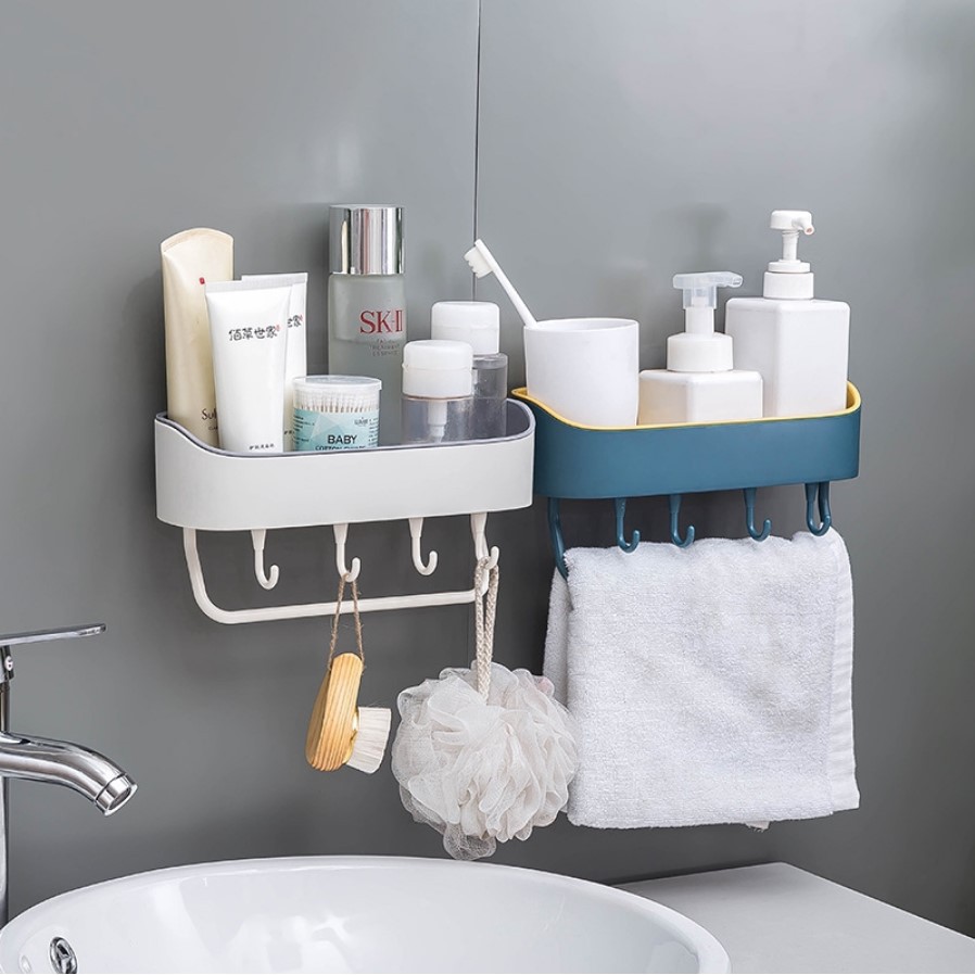 Clairehouse Rak Dinding Kamar Mandi Dan Dapur Plastik Shelf Organizer Kitchen Bathroom Storage Shopee Indonesia
