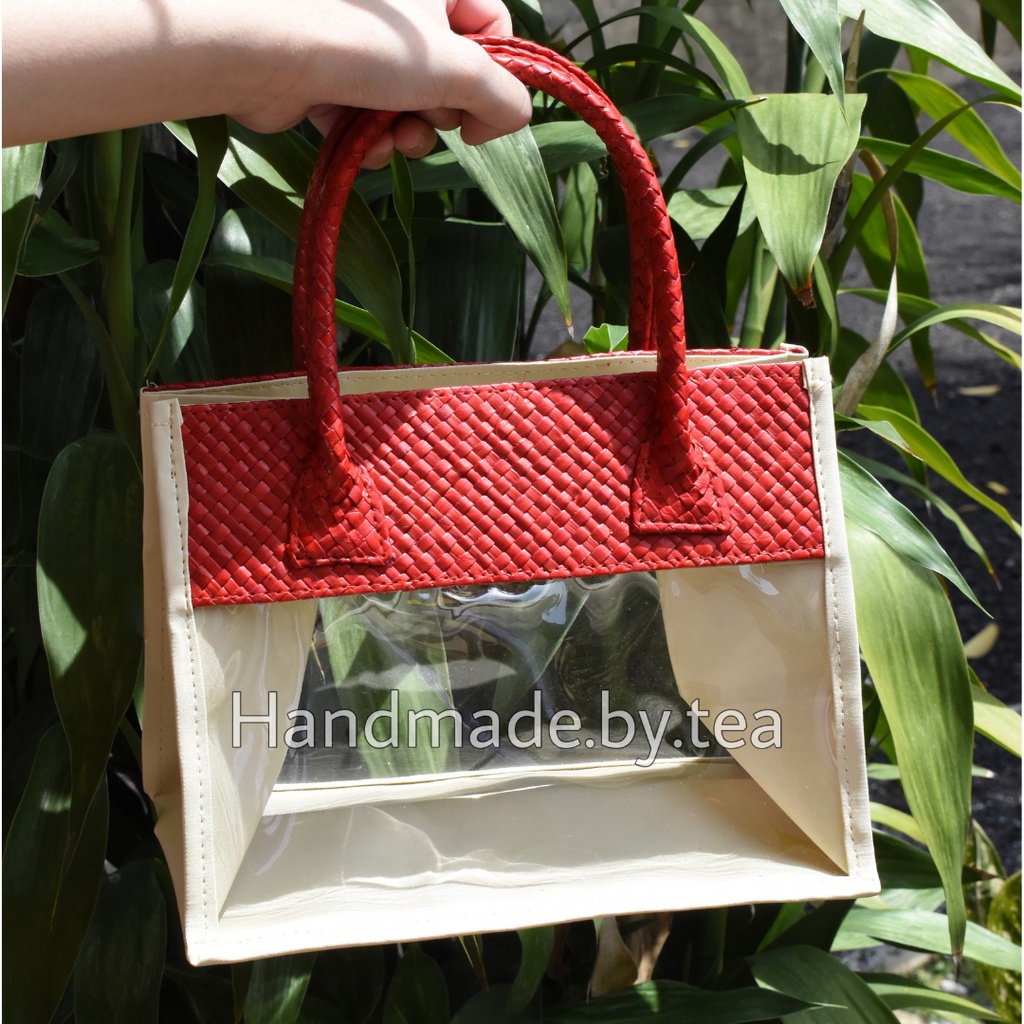 Tas hampers mika souvenir lebaran idul fitri | Tote bag anyaman pandan wanita | Goodie bag, parcel, 