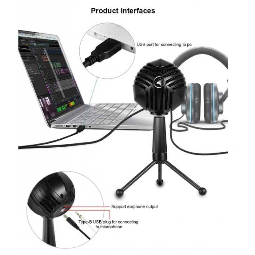 YANMAI GM-888 USB Wired Spherical Directional Condenser Microphone