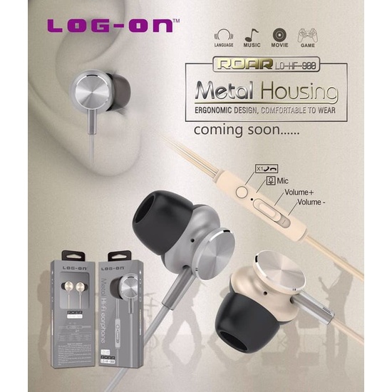 PROMO EARPHONE LOG-ON HANDFREE ROAR METAL HI-FI LO-900 HEADSET SUPER BASS