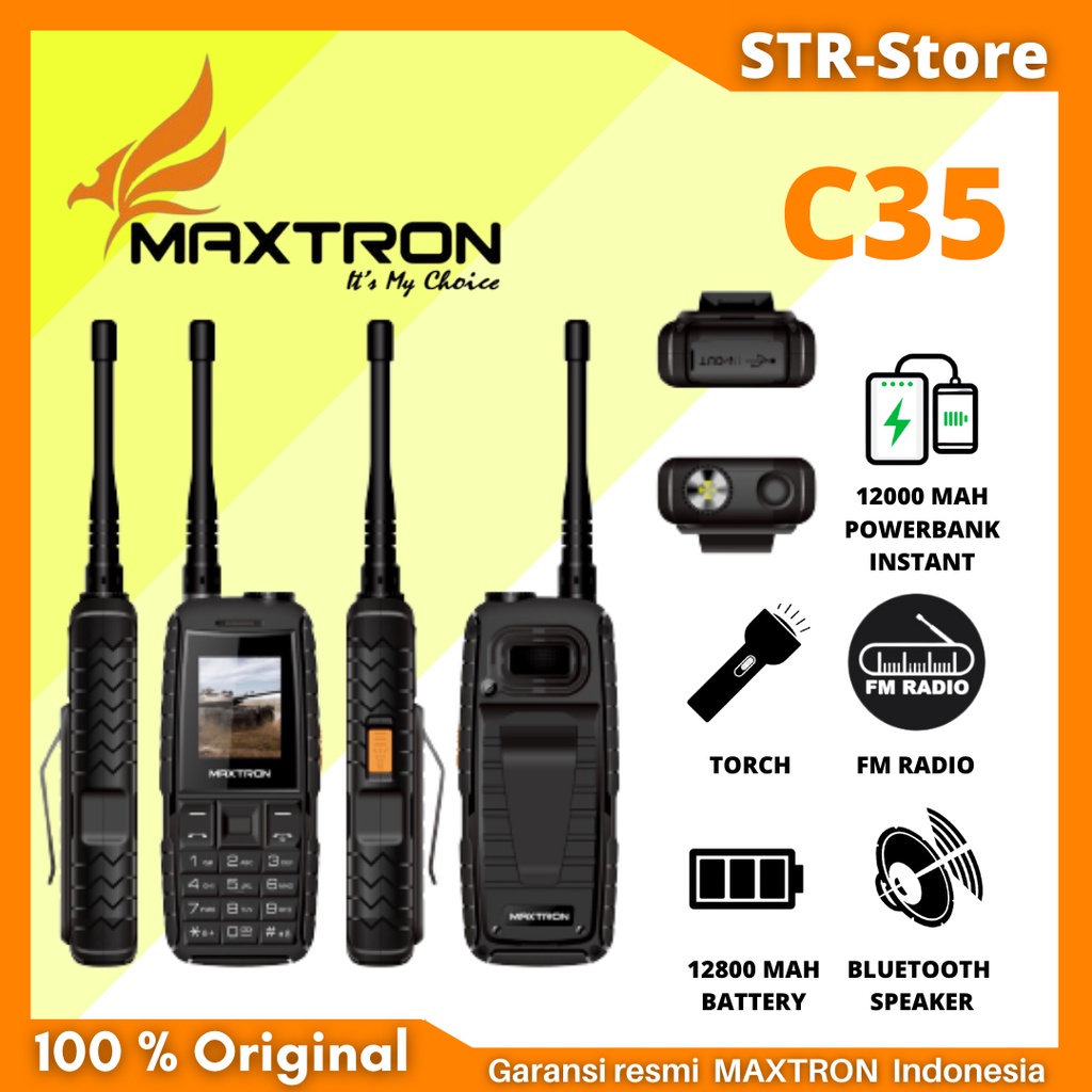 MAXTRON C35 FM RADIO ANTENA HP GUNUNG POWERBANK MAXTRON C35 ROCKER