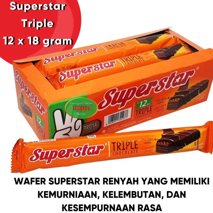 

Wafer Superstar Triple Chocolate 18 Gram (Box isi 12 pcs)