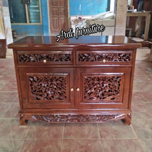 Bufet ketapang meja tv jati ukir lemari jepara