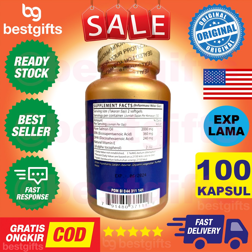 GOLDEN BEAR SALMON OMEGA 3 FISH SALMON OIL KOLESTEROL IMUNITAS - 100 KAPSUL SOFTGELS
