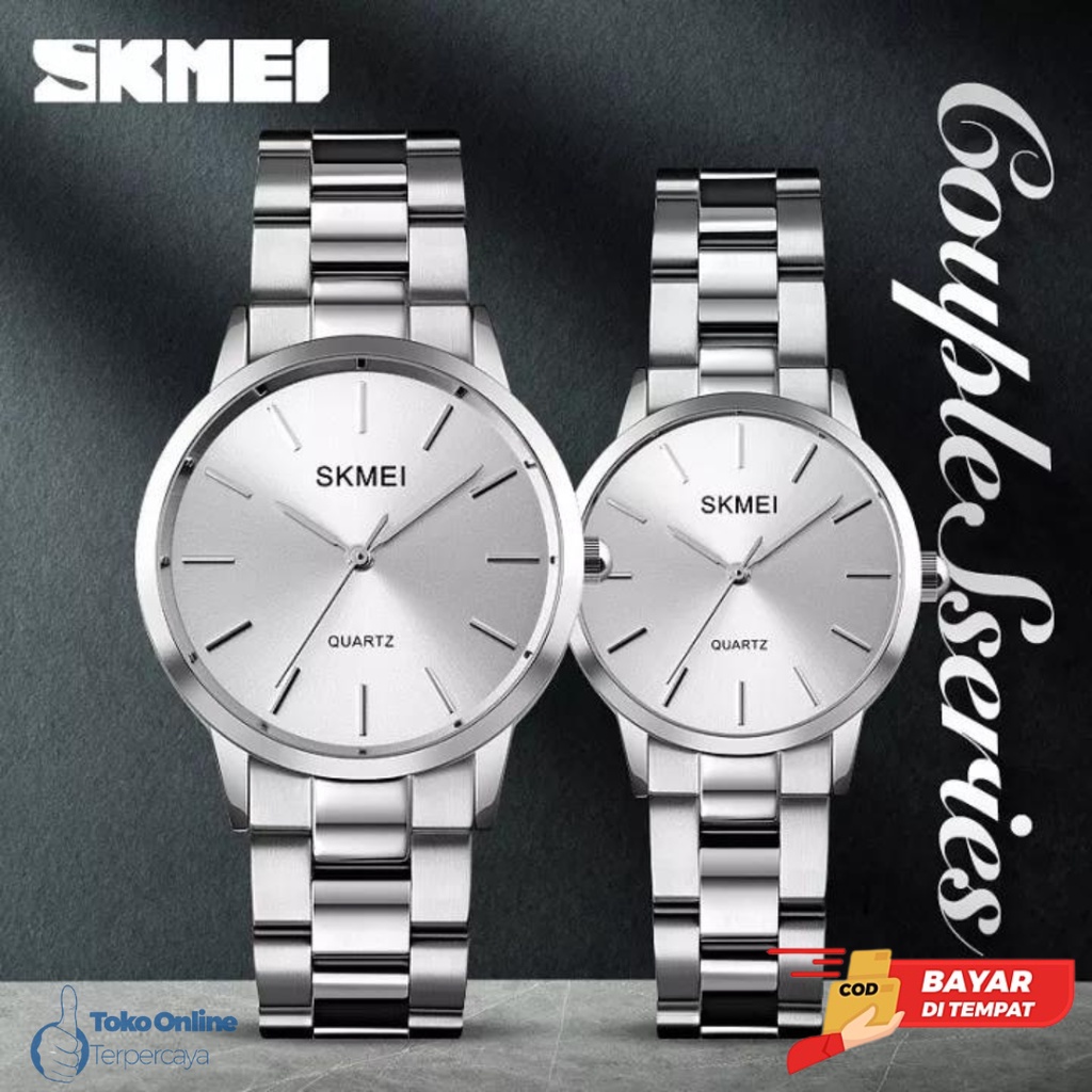 Jam Tangan Pria dan Wanita SKMEI 1694 Analog Tali Stainless Jam Tangan Pasangan Terbaru