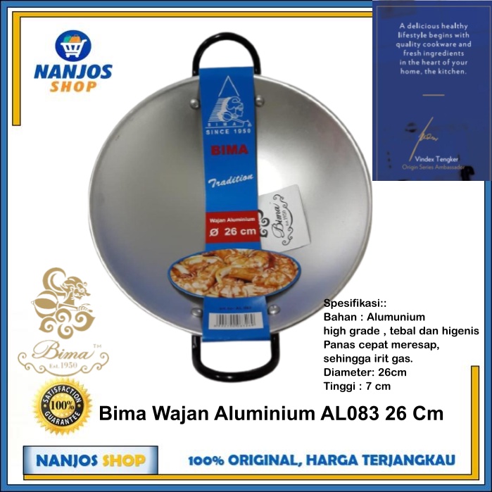 Bima Wajan Kuali Wok Alumunium Premium Pan 26 cm SUS 304 AL083