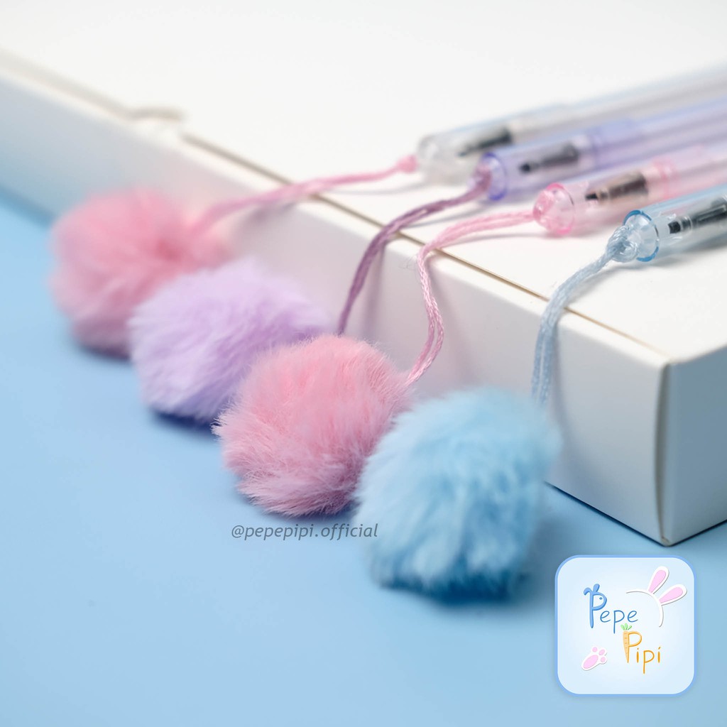 4 dan 12pcs Pena Pom-pom, Pen, Bolpen, Pulpen Gelpen Karakter Lucu