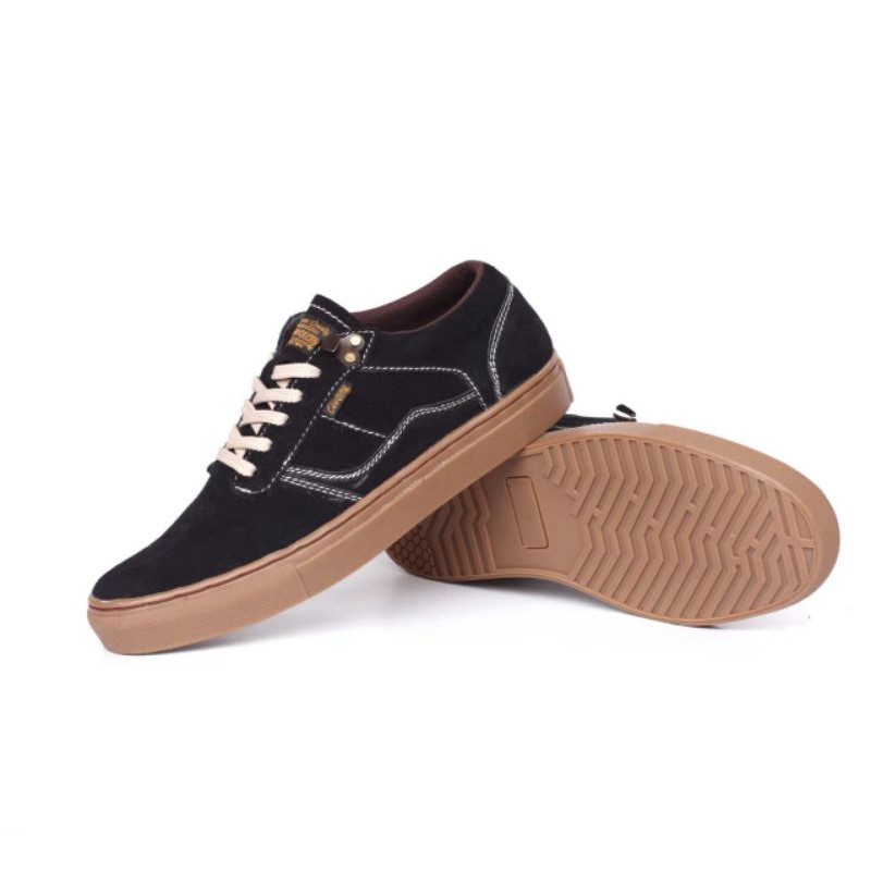 Sepatu Lokal Shoes Local Pride Kulit Cevany Gordon Low Cut Black Gum