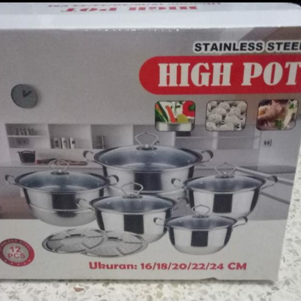 Panci 12 Pcs Set Steamer Set Stainless Murah Meriah