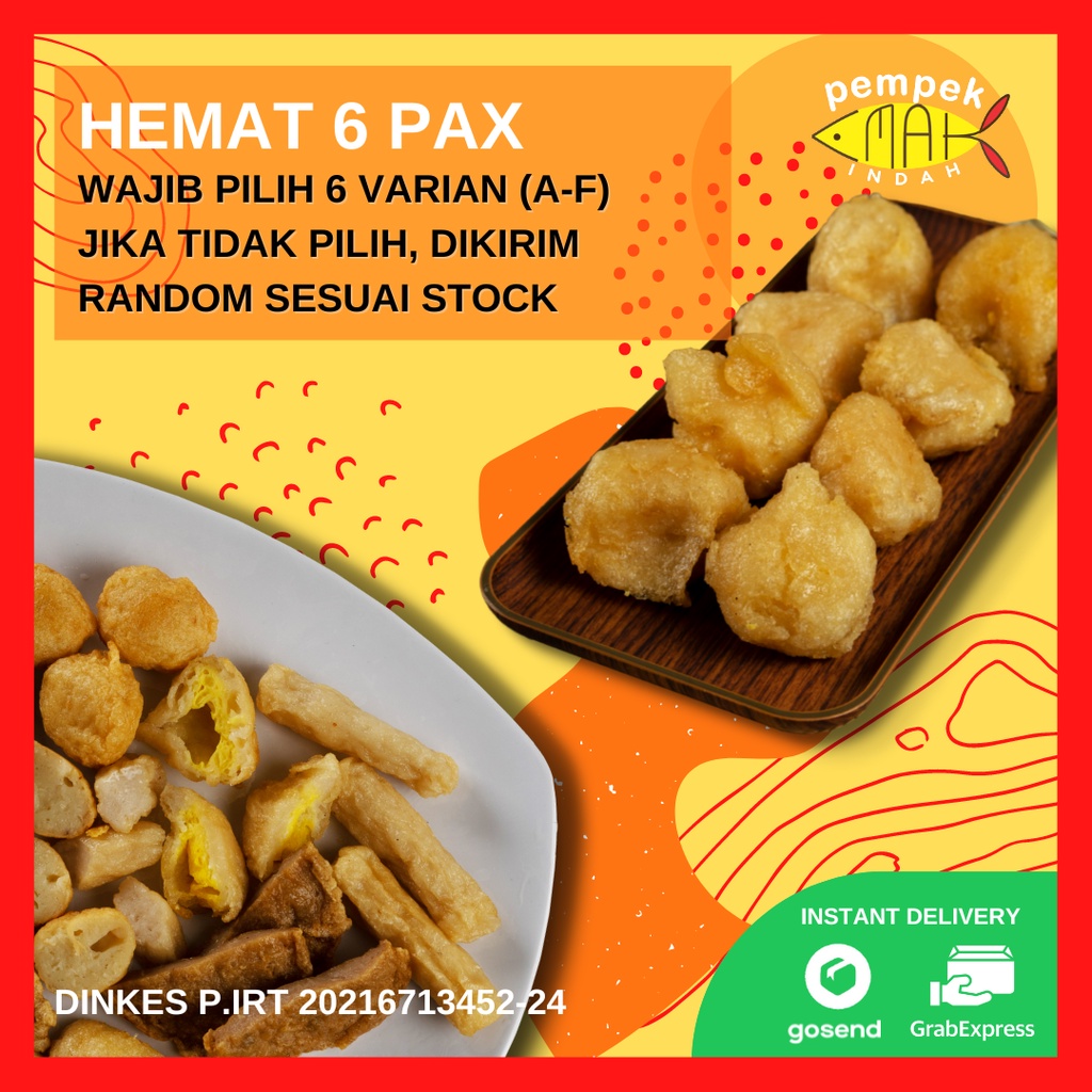 PEMPEK EMAK INDAH - PEMPEK MPENAK PALEMBANG ASLI IKAN TENGGIRI - Paket Hemat 6 Pax WAJIB PILIH VARIAN