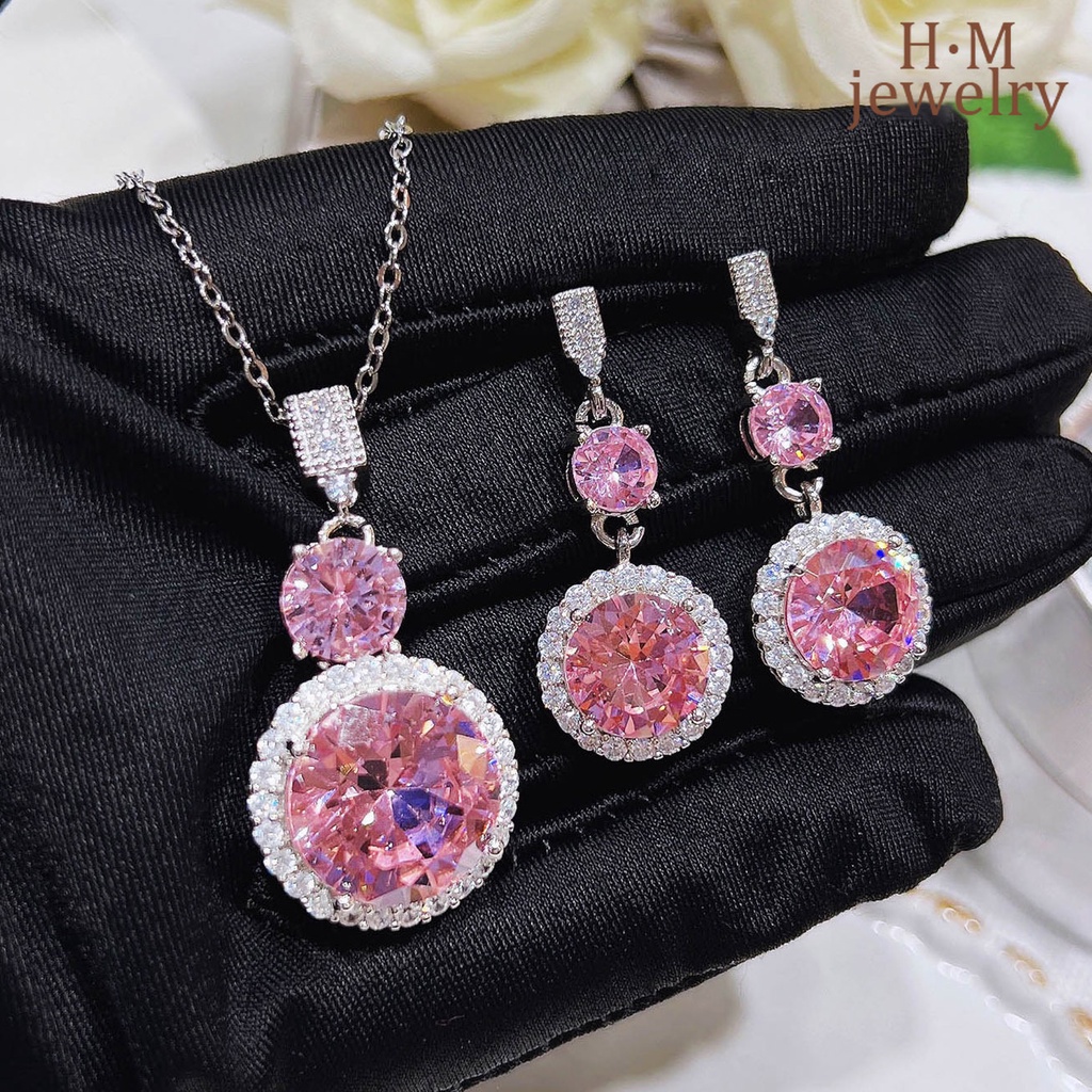 Set Kalung Rantaianting Tusuk Bentuk Bunga Sakura Hias Zircon AAA Untuk Wanita