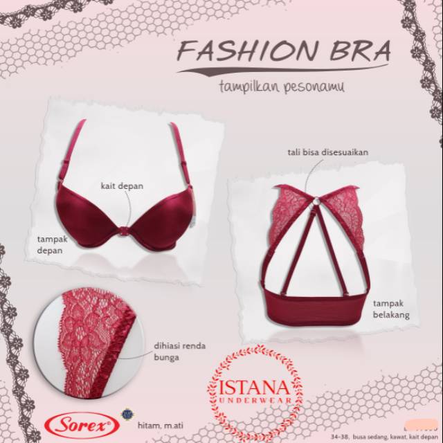 Fashion bra SOREX bukaan depan | Lifestyle bra | tali kupu kupu