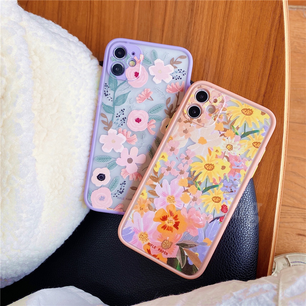 Fashion Case for iPhone 13 Pro Max iPhone 12 iPhone 11 Pro iPhone XR iPhone 6 6S iPhone 7 8 Plus iPhone XS Beatiful Garden Party Flower Embossed Rifles Paper Camera Protective Phone Cover Rixuan