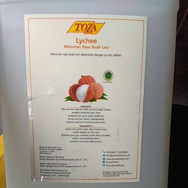 

Toza Juice Buah Leci 5 Liter / Galon