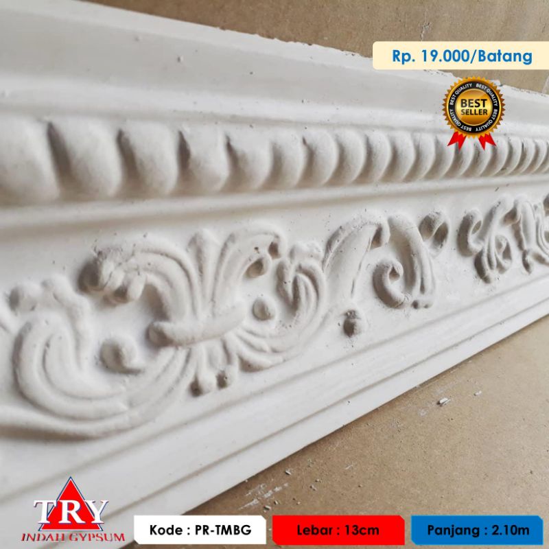 List Gypsum motif KUMIS PR TAMBANG lebar 13cm - Original TRYINDAH