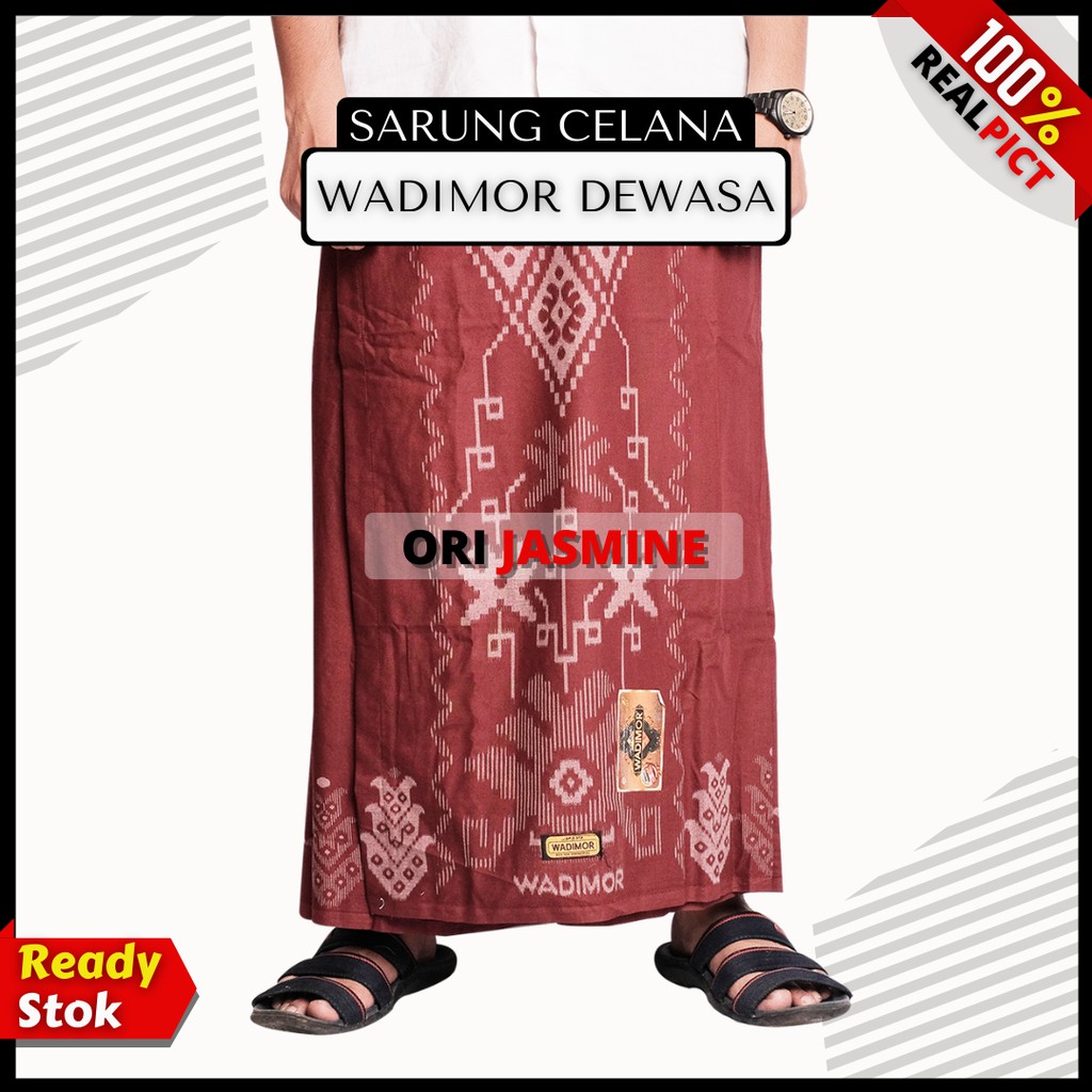 Sarung celana dewasa muslim wadimor jumbo motif bali marun polos pria murah