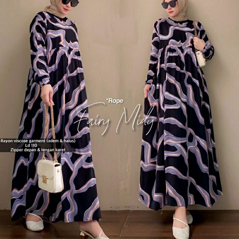 FAIRY MIDI DRESS / MIDI DRESS RAYON BUSUI / MIDI DRESS RAYON MOTIF KEKINIAN / MIDI DRESS RAYON BUSUI