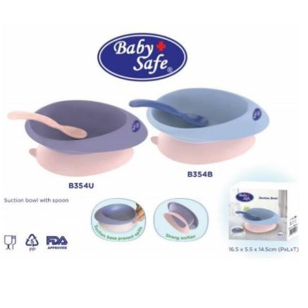 Baby Safe Suction Bowl With Spoon BabySafe Mangkok makan Anak Mangkuk Bayi Anti Tumpah Peralatan Makan Bayi MPASI