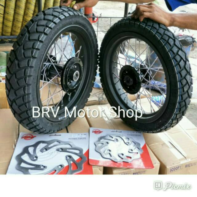 Sepaket Velg Super Moto Klx Bf Klx L. d Tracker Klx S 150 Velg Ring 14 Ban Semi Trail