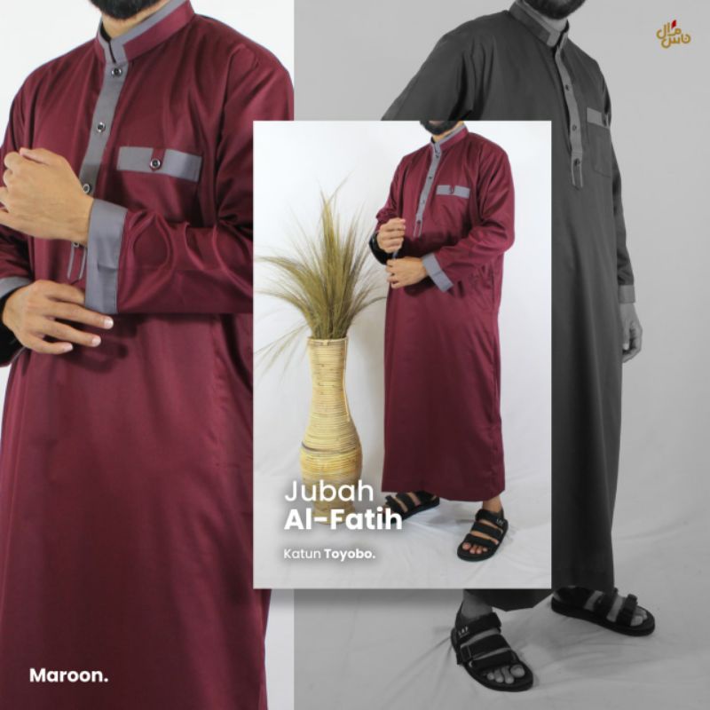 Jubah Pria Saudi Dewasa Lengan Panjang Bahan Toyobo Premium Model Al Fatih