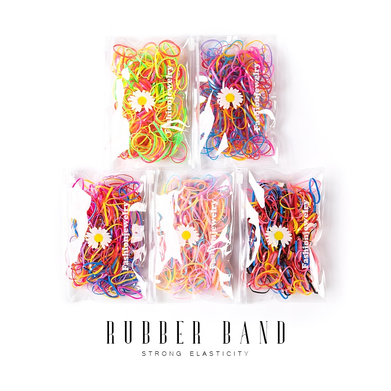 Ikat Rambut Anak Karet Rambut Jepang Bening Warna Motif Garis + Dompet Elastic Rubber Bands