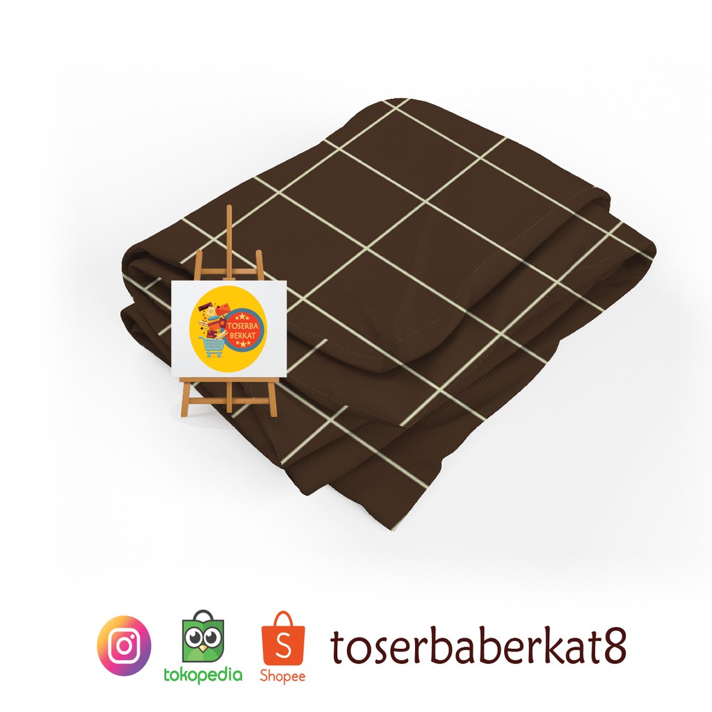 Kain Sprei Katun Motif Kotak Minimalis Coklat