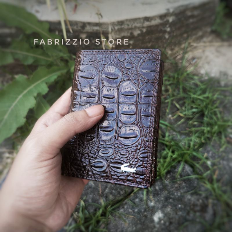 dompet berdiri pria croco elegant kulit asli