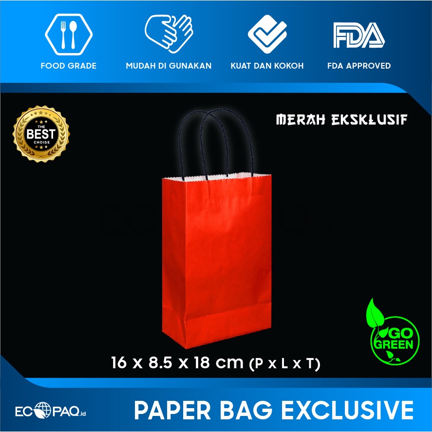 

Paper Bag - Paperbag Polos - MERAH - 16x8.5x25 cm (20 pcs)