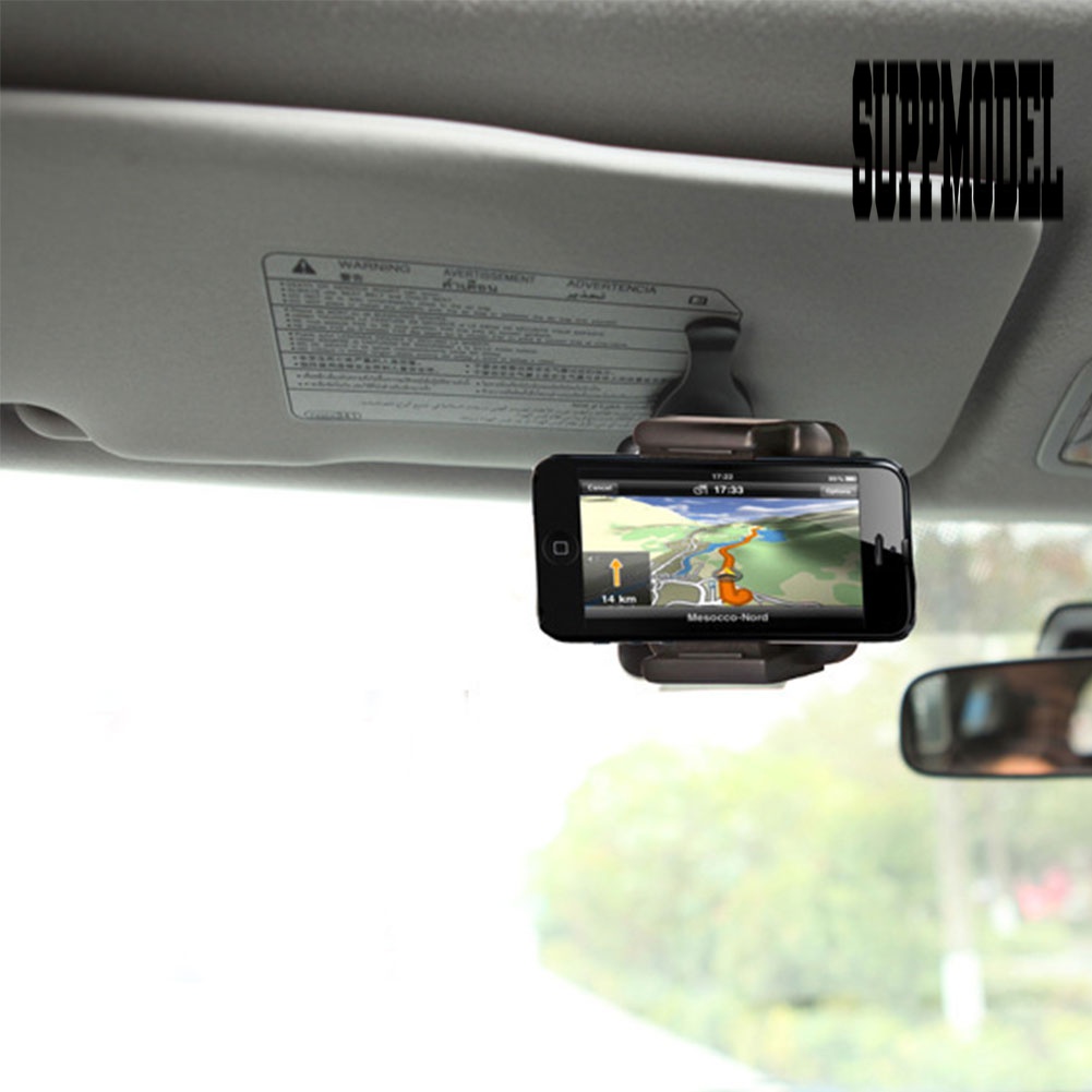 Stand Mount Sun Visor Mobil Rotasi 360 ° Holder Handphone / iPhone / Samsung / GPS