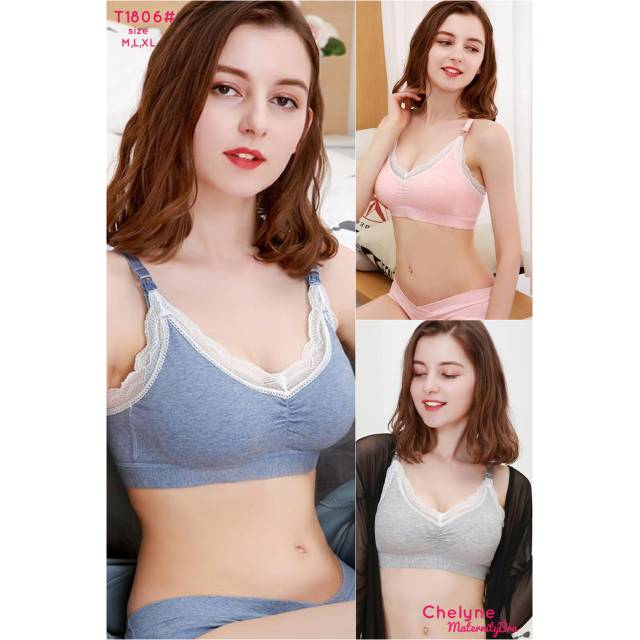 Bh Bra Menyusui Nursing Bra busa bra hamil tanpa kawat katun chelyne 1806