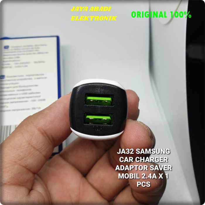 J32 SAMSUNG ADAPTOR MOBIL 2.4A 2 PORT CHARGER SUPPORT FAST CHARGING AKI ACCU DC TRAVEL ADAPTER CHARGER adaptive saver cas casan adaptor mobil super aki accu ac dc travel adapter charge dual usb bisa segala jenis handphone androit tc quick charge universal