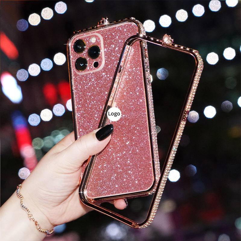 Case Pelindung Bahan Akrilik Aksen Glitter Berlian Imitasi Untuk iPhone 13 12 11 Pro MAX X XS MAX XR Bumper