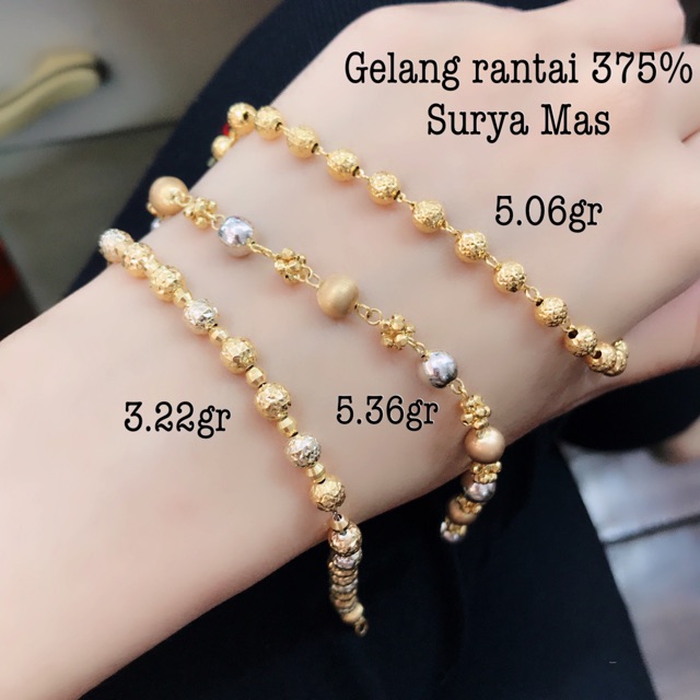 Gelang rantai emas 375%