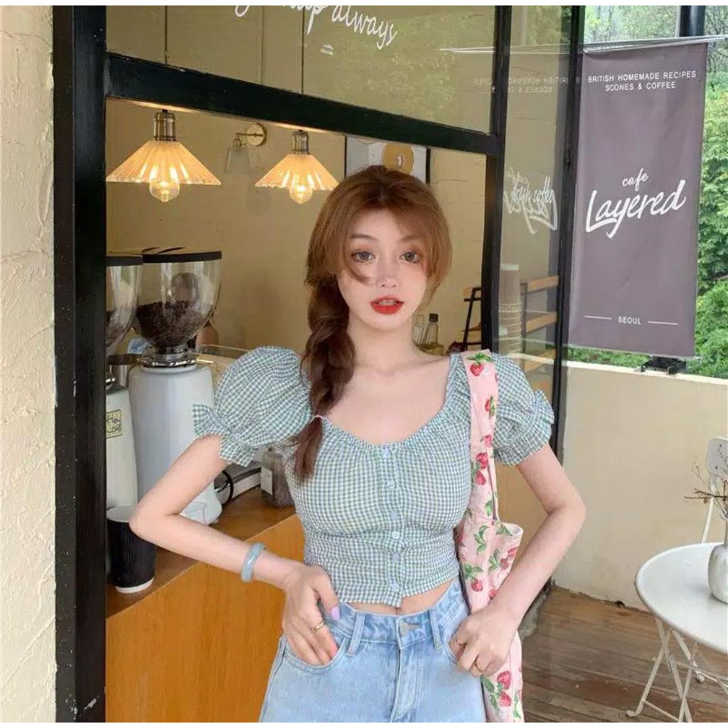 Suhao Ready Korean Puff Sleeve Square Blouse 1166 (XS-XL) bt