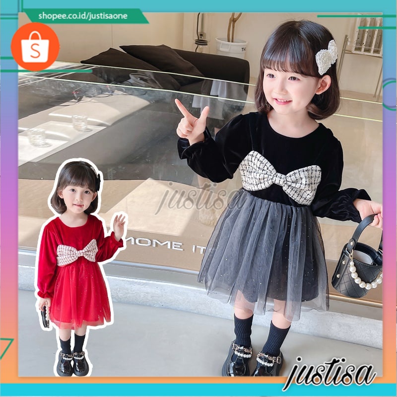 Promo !! Dress anak perempuan / dress vest pita blink zigzag ukuran 9bulan-2tahun / Dress import / Gaun anak cewek