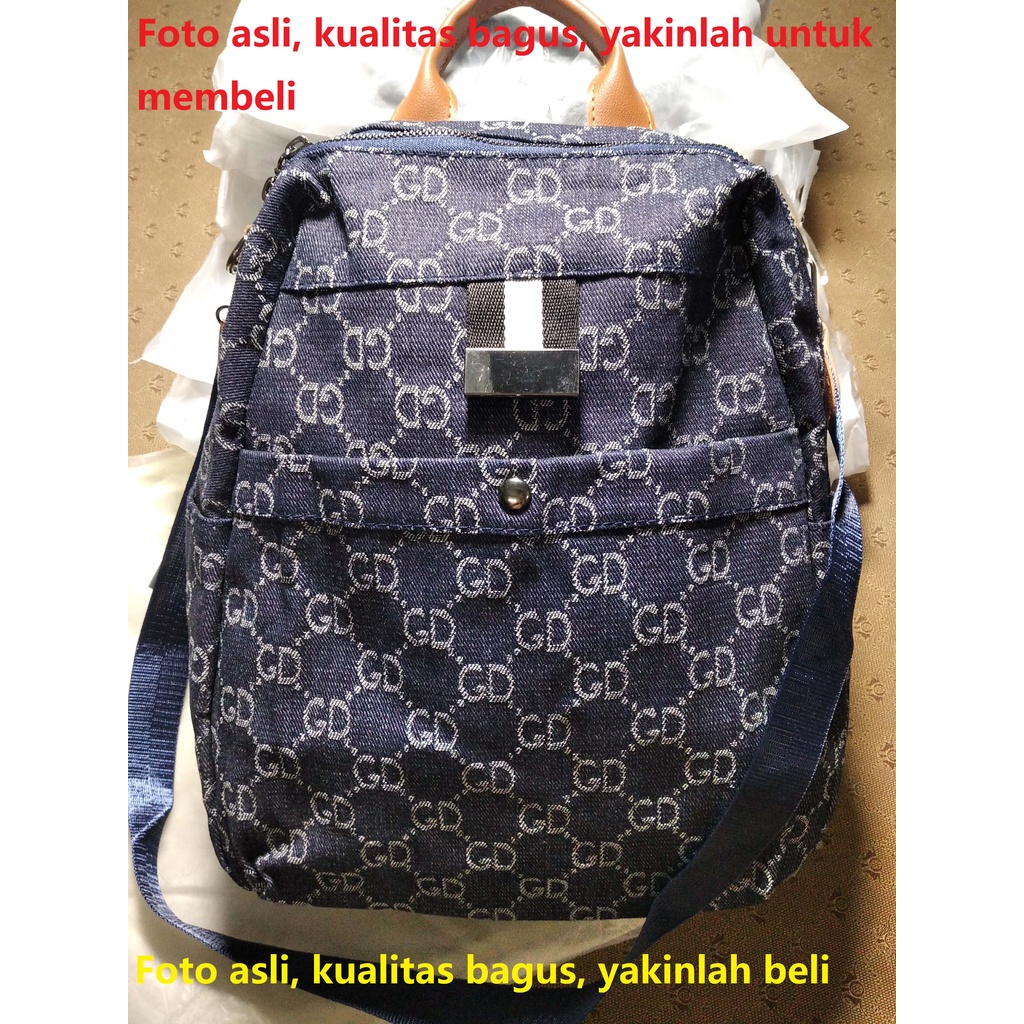 import Wanita Ransel kain denim Premium Quality Multifunction Backpack Tas Selempang  Bahu women bag sling belakang Ransel fashion beg perempuan galas 638