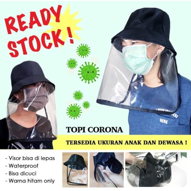 Topi Corona dengan Pelindung Wajah Must Have Aman Termurah