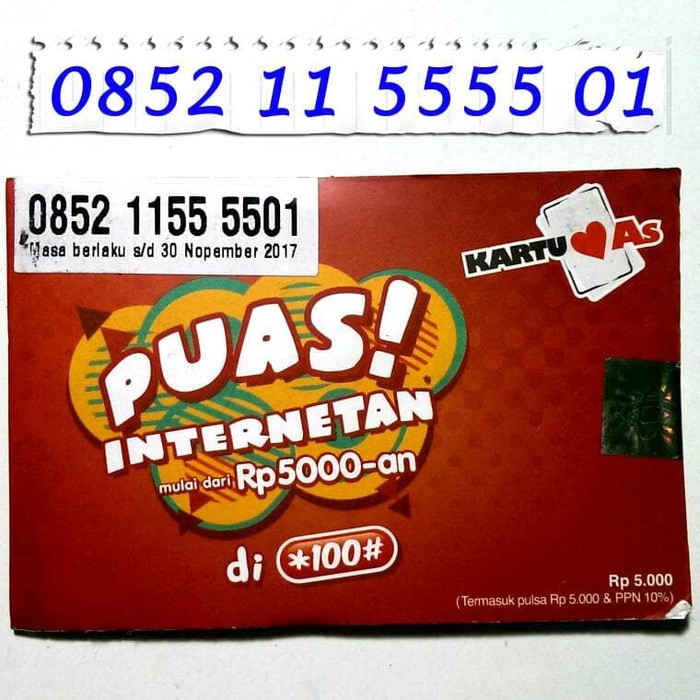 Perdana Simpati Nomor Cantik Kartu AS Puas ABAB KWARTET 0852 5555 01