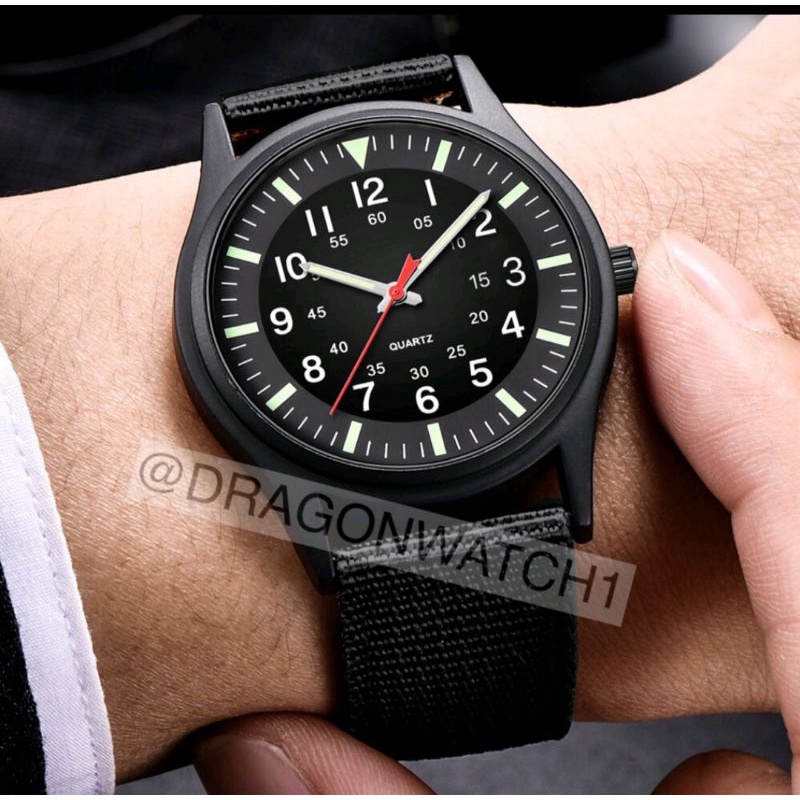 Jam tangan couple strap nylon pria wanita sport diameter besar/kecil trend fashion sporty