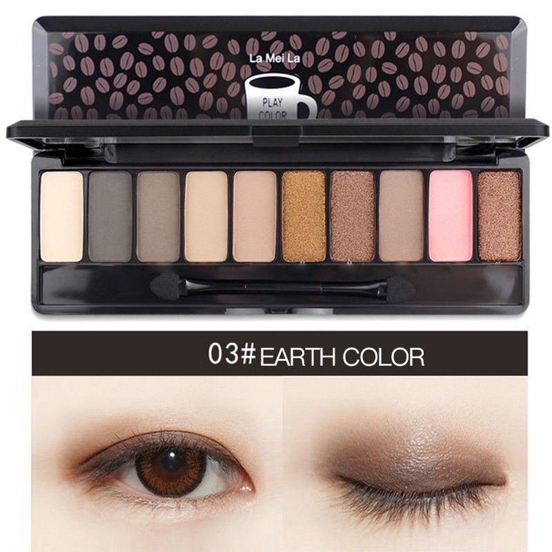 Lameila Eyeshadow Play Color Eyes 10 Color Palette Makeup Anti Air &amp; Tahan Lama / Perona Mata 10 Warna / Lameila 3596