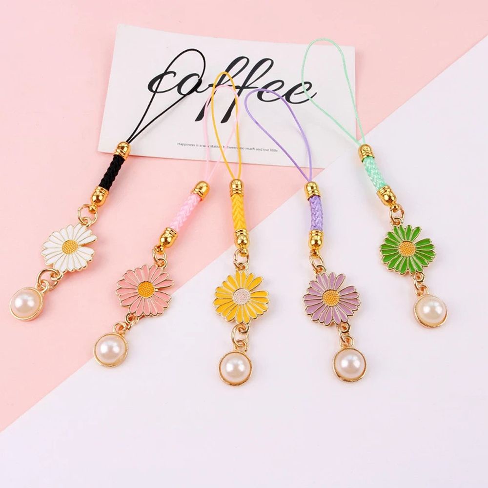 QUINTON Korean Daisy Flower Bag Decoration Lanyards Mobile Phone Straps Phone Accessories Keychain Strap Hanging Ornaments Bag Pendant Gifts Phone Case Decor Key Hang Rope/Multicolor