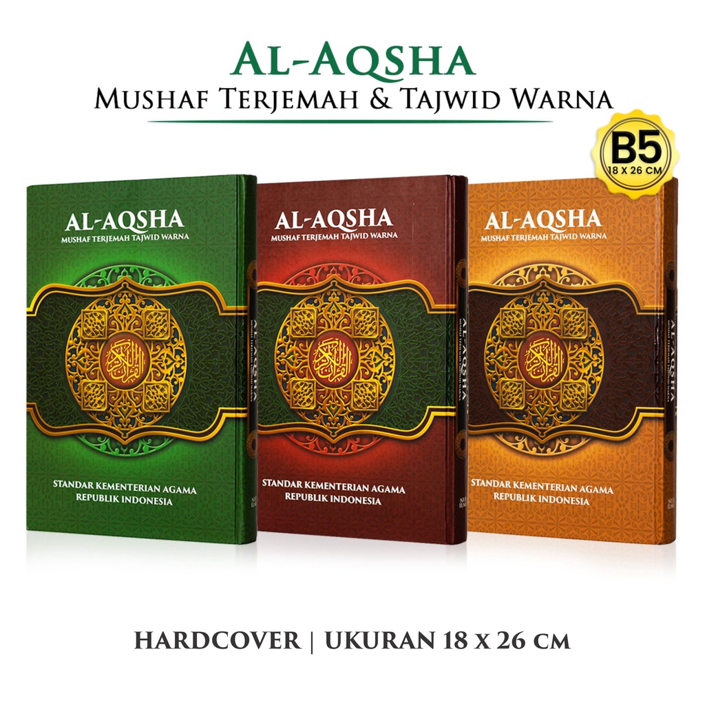 Alquran Besar Ukuran B5 Al Aqsha Mushaf Al QuranTerjemah Tajwid Quran Warna