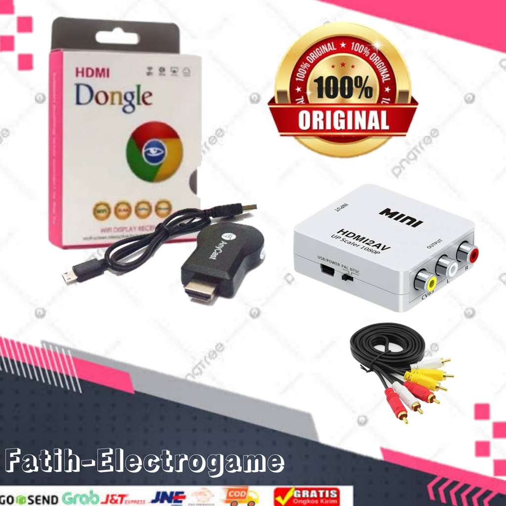 Jual Anycast + hdmi to rca + kabel rca / Anycast dongle original