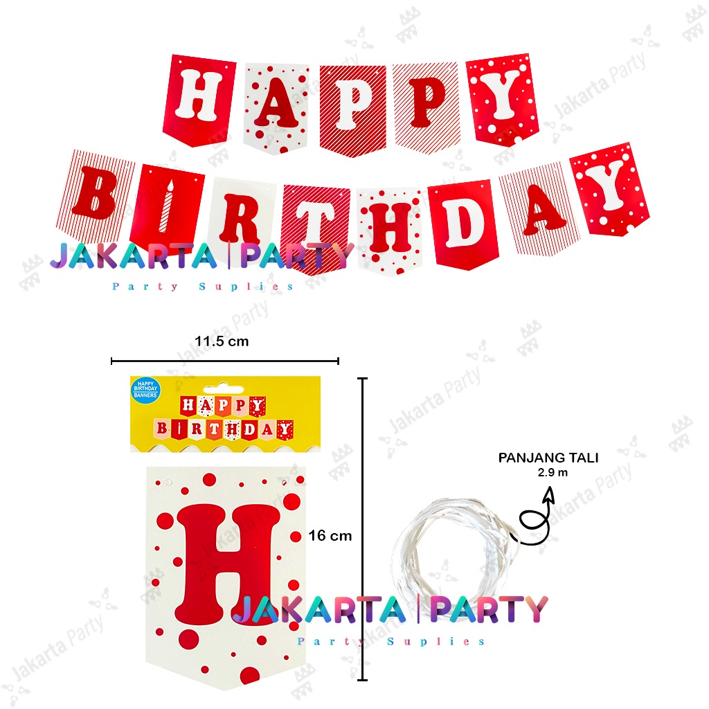 Banner HBD Merah Putih / Bunting Flag HBD Merah Putih