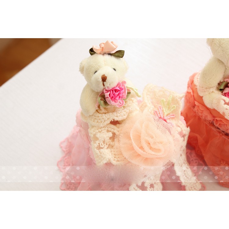 Teddy Bear Lace Cotton Bud Box / Tempat Cotton Bud