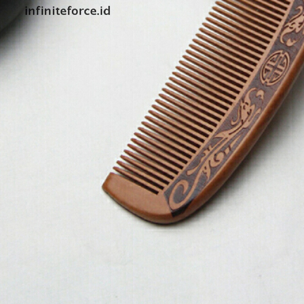 (Infiniteforce.Id) Sisir Kayu Peach Alami Anti Statis Untuk Pijat Kepala