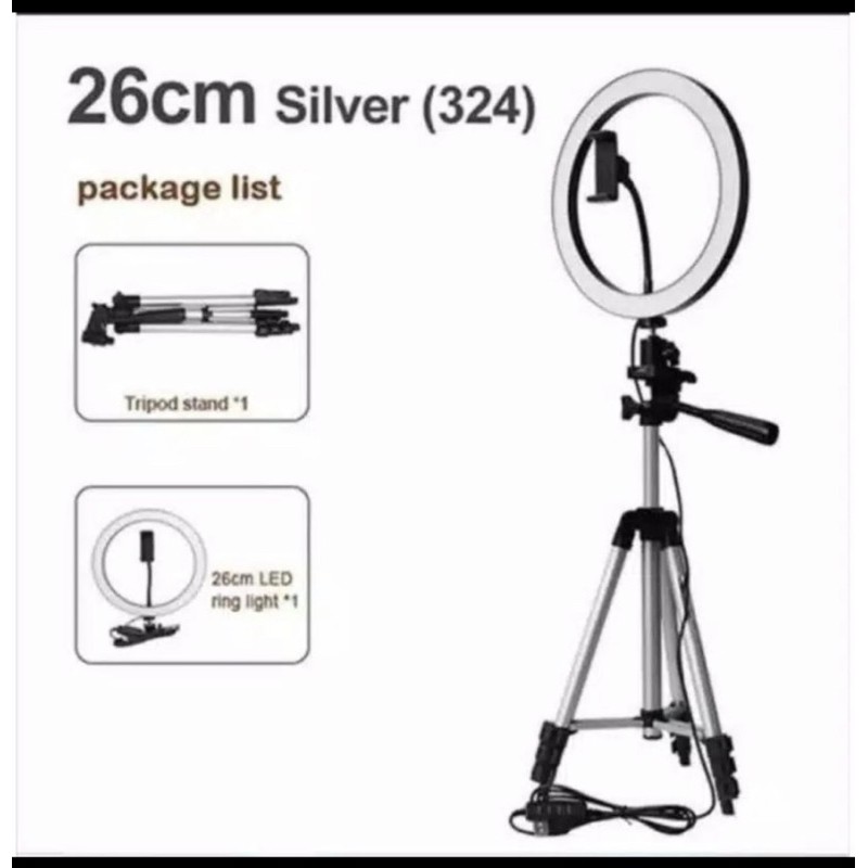 Paket Ringlight 26cm + Tripod 1m 3110 - Paket Murah Ringlight 26cm+ Tripod 3110