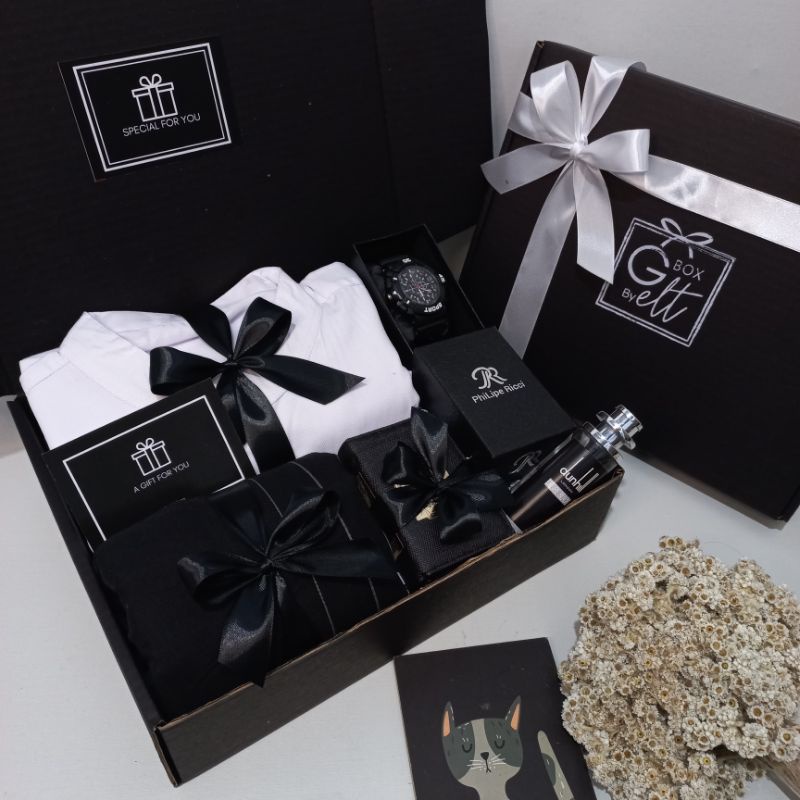 [SARUNG] HAMPERS COWOK ELEGAN BIG GIFT BOX BLACK SERIES HAMPERS IKHWAN HADIAH SARUNG COWOK JUMATAN KADO WISUDA HADIAH ULANG TAHUN