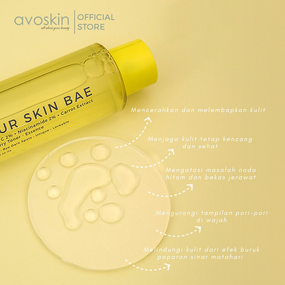 Avoskin Your Skin Bae Toner Vitamin C 2% + Niacinamide 2% + Carrot Extract + Raspberry Sachi Beaute
